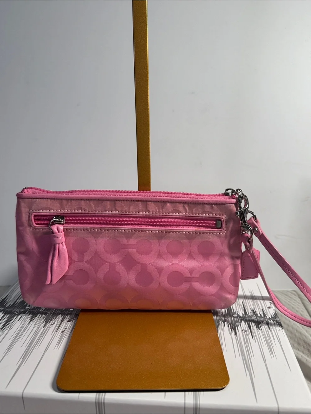 Coach Pink Signature Wristlet Pouch